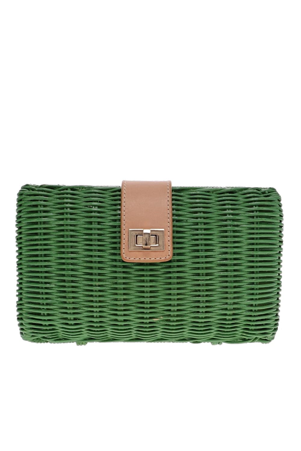 KAYU Lou Green Wicker Clutch