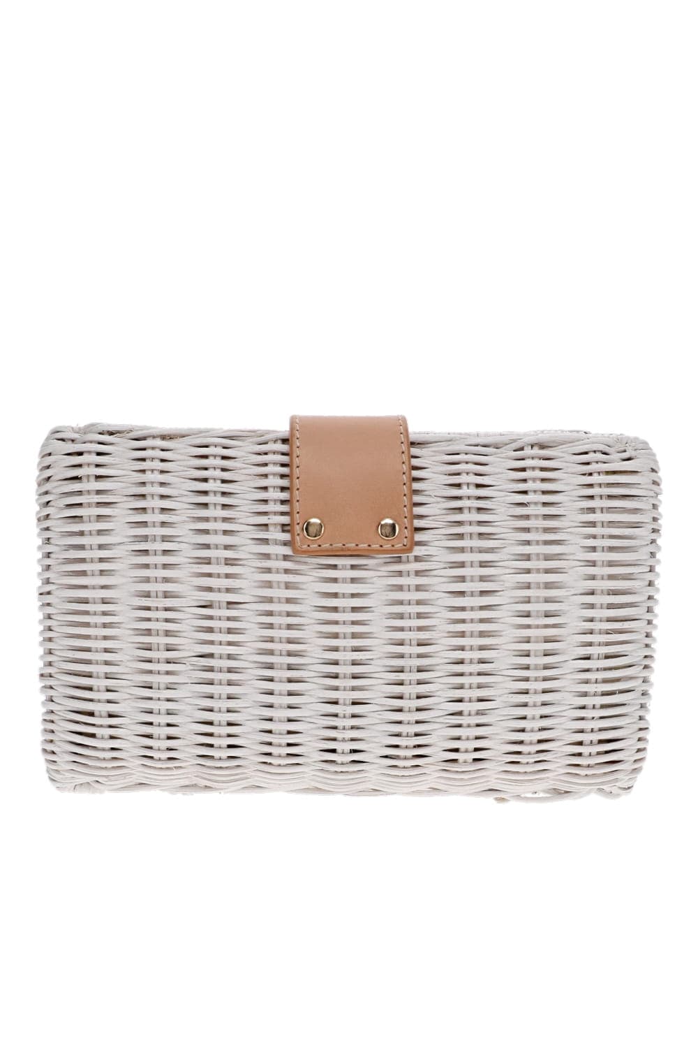 KAYU Lou White Wicker Clutch