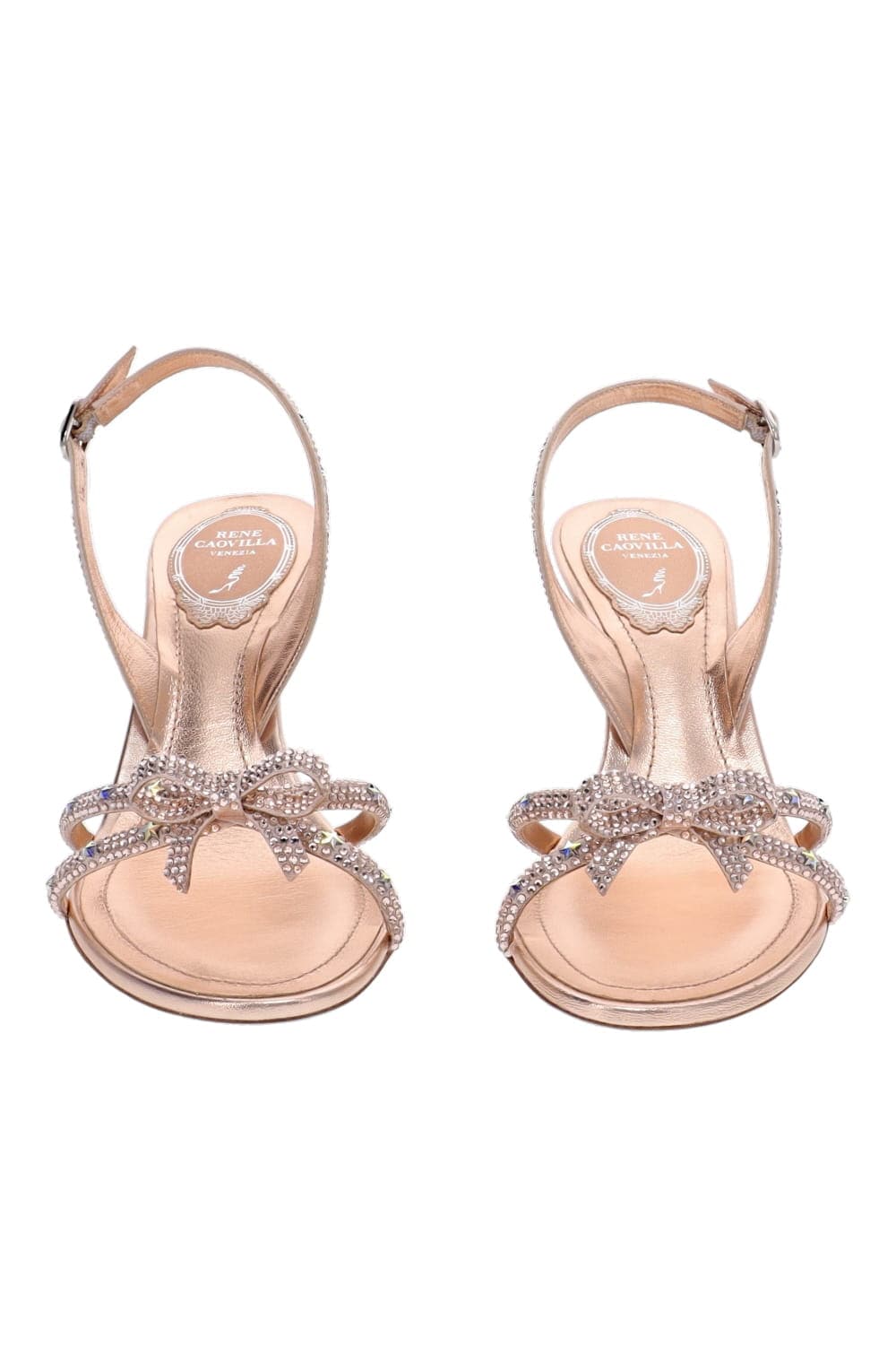 RENE CAOVILLA Lynette Pink Crystal Bow Slingback Sandal