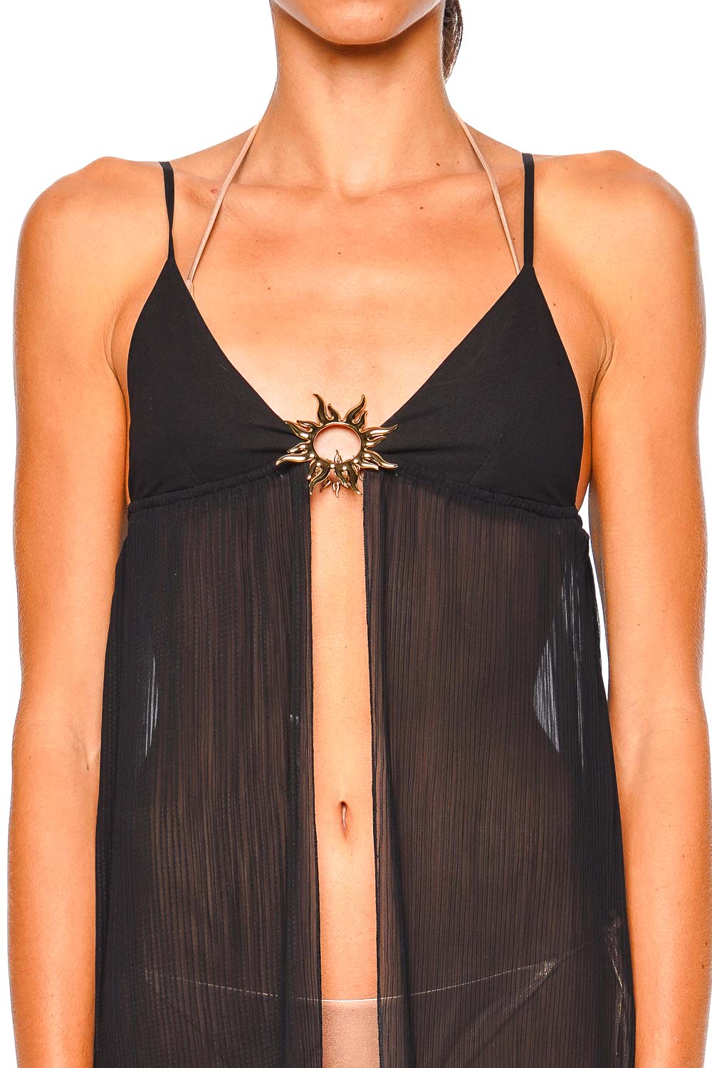 Leslie Amon Ethereal Black Pleated Midi Dress