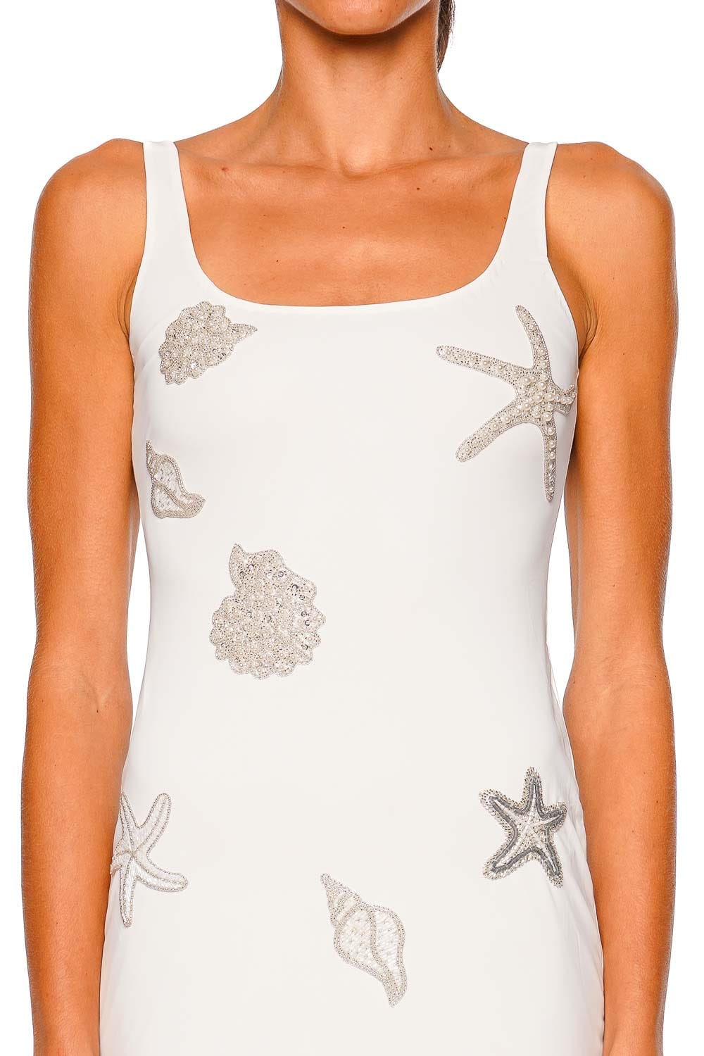 Leslie Amon Flow White Sleeveless Maxi Dress