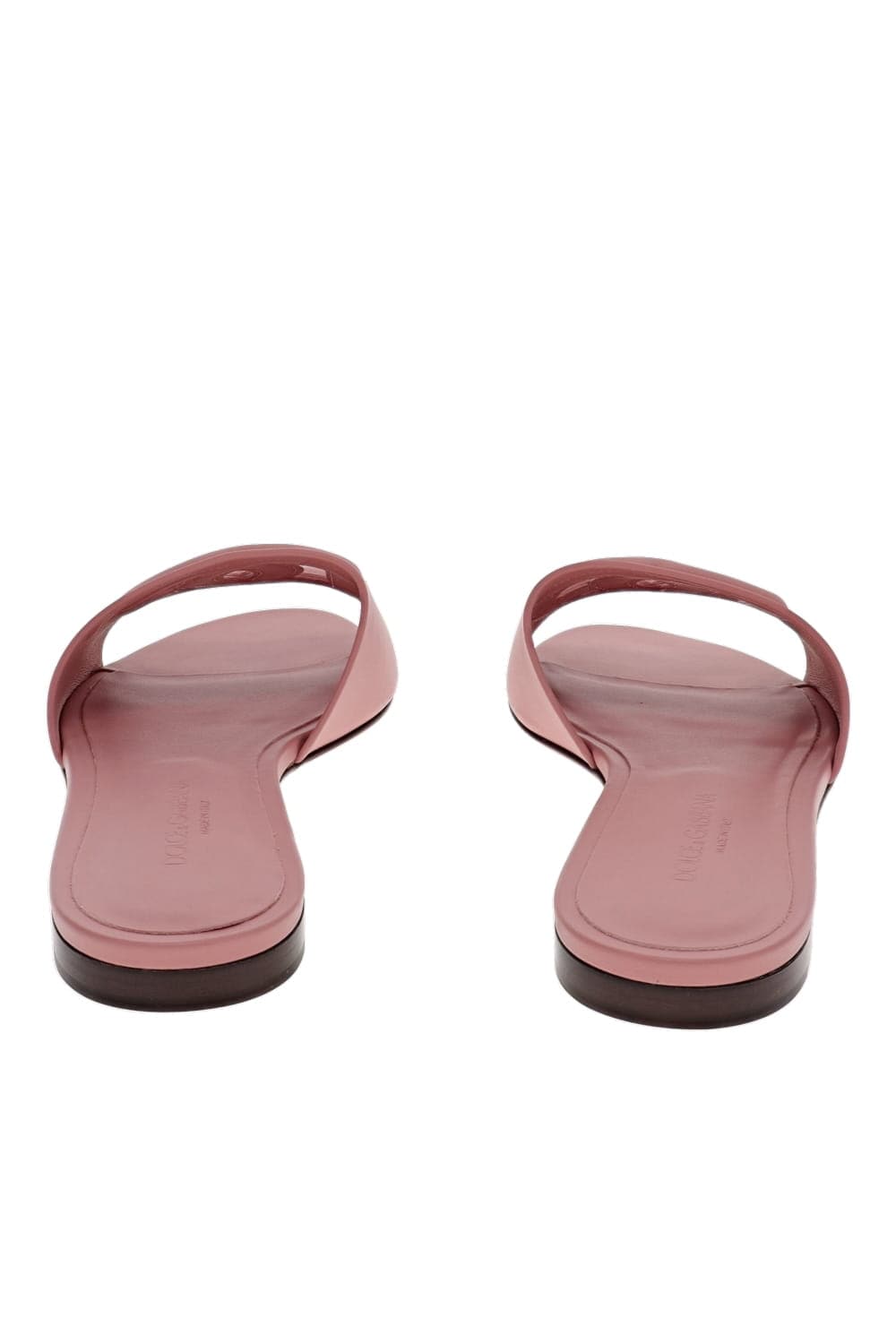 Dolce & Gabbana Logo Pink Leather Flat Slides