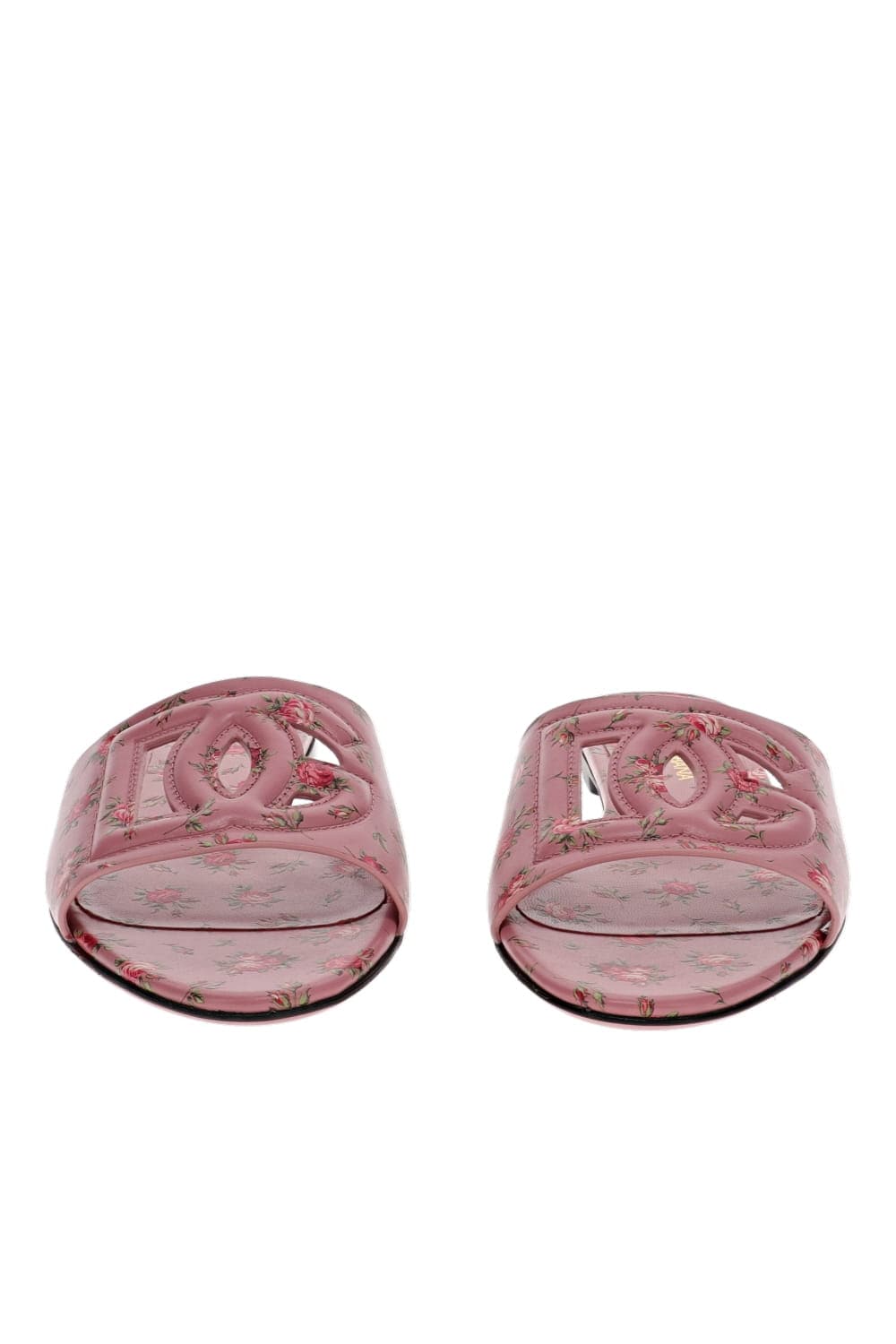 Dolce & Gabbana Logo Floral Rosa Slip-On Slides