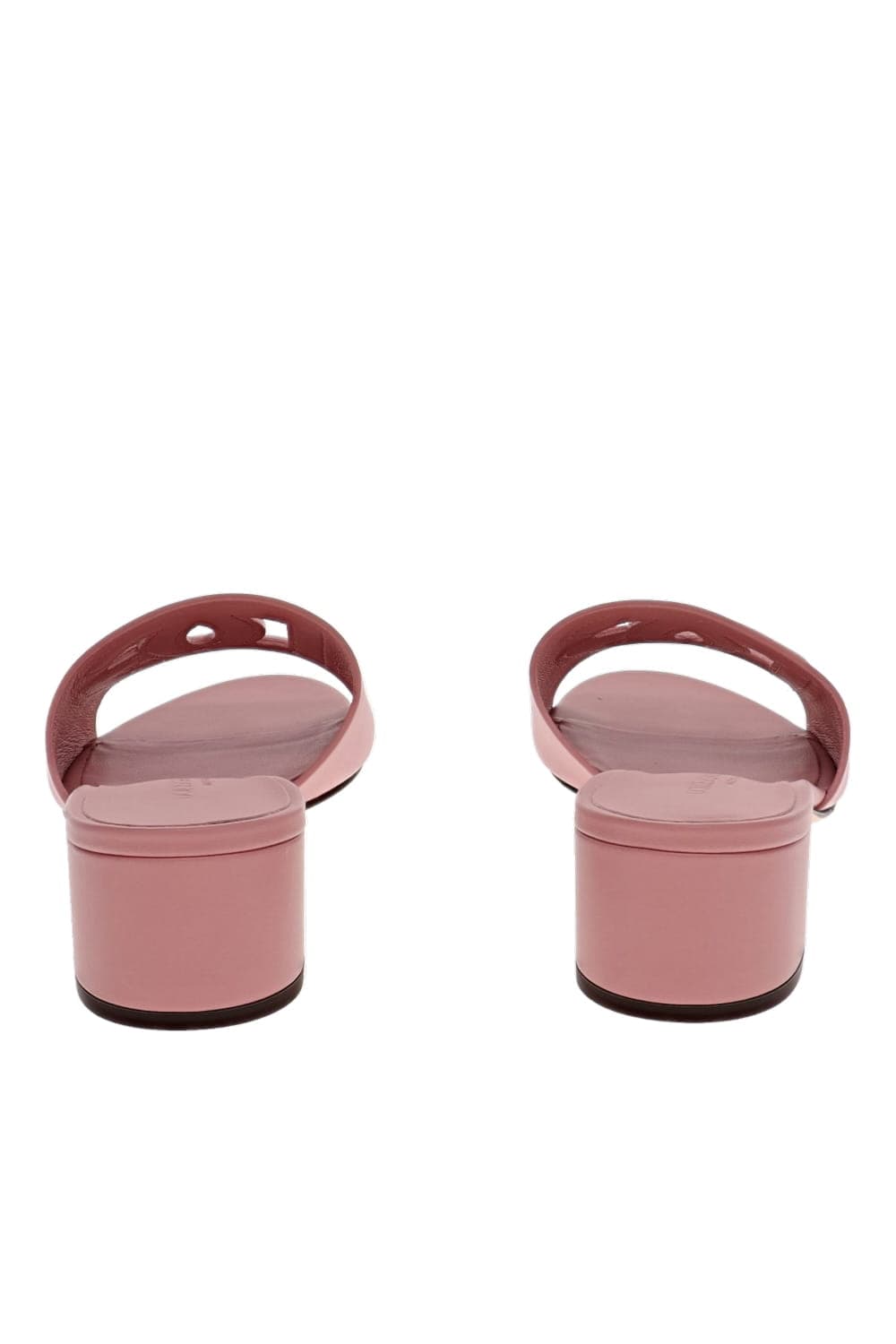 Dolce & Gabbana Logo Leather Pink Heeled Slide Sandals