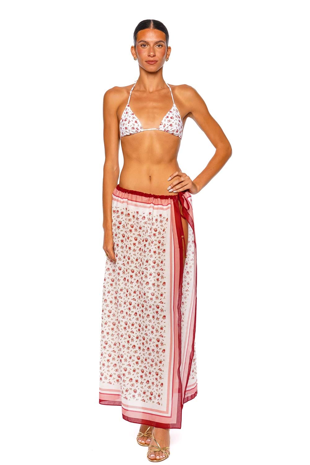 Dolce & Gabbana Floral Pareo Pink Floral Wrap Maxi Skirt