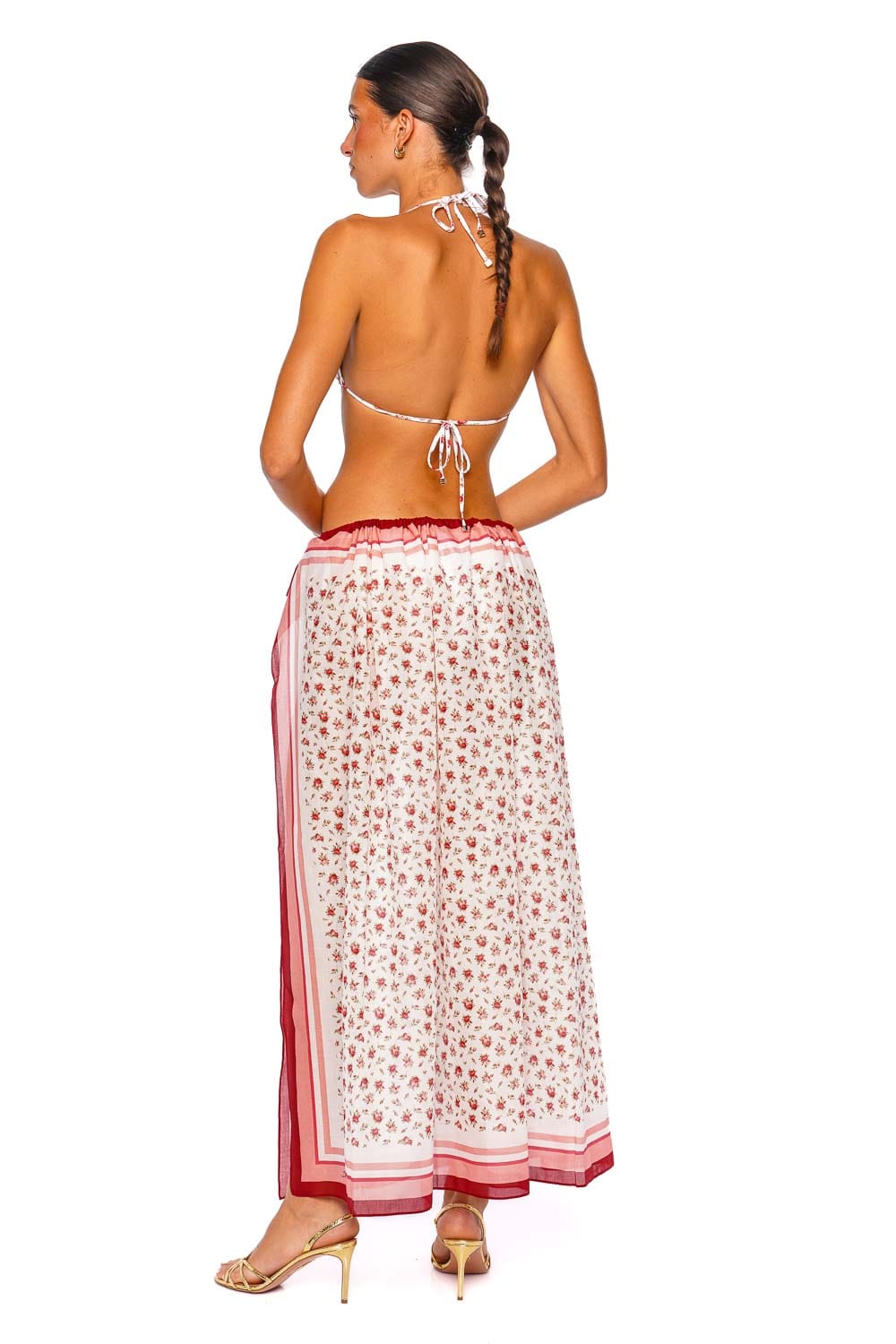 Dolce & Gabbana Floral Pareo Pink Floral Wrap Maxi Skirt