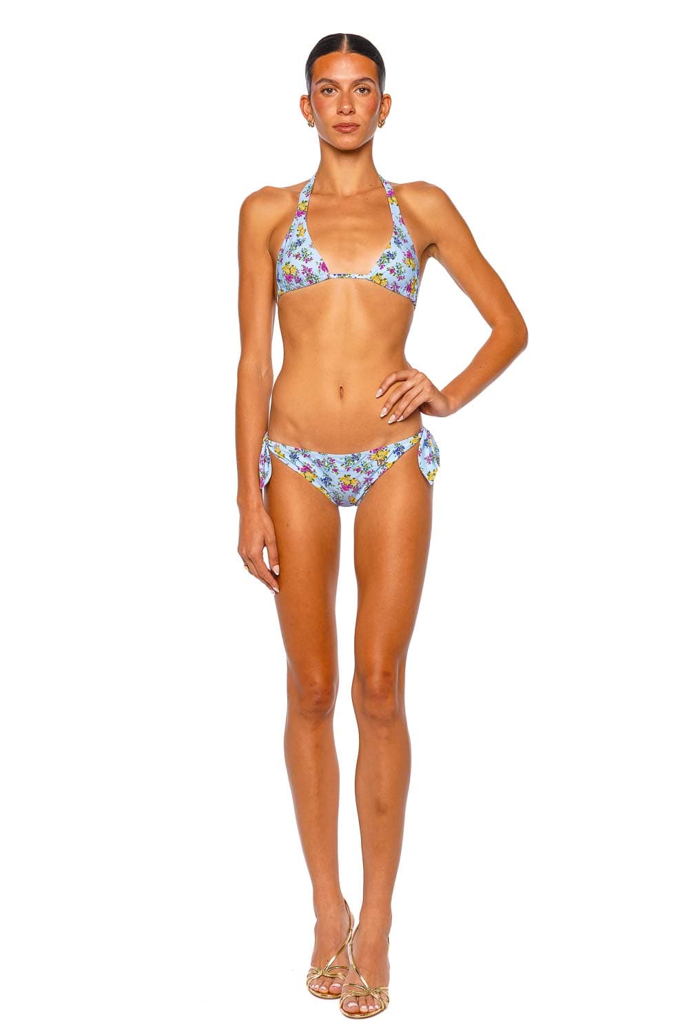 Dolce & Gabbana Celeste Floral Blue Triangle Bikini Set