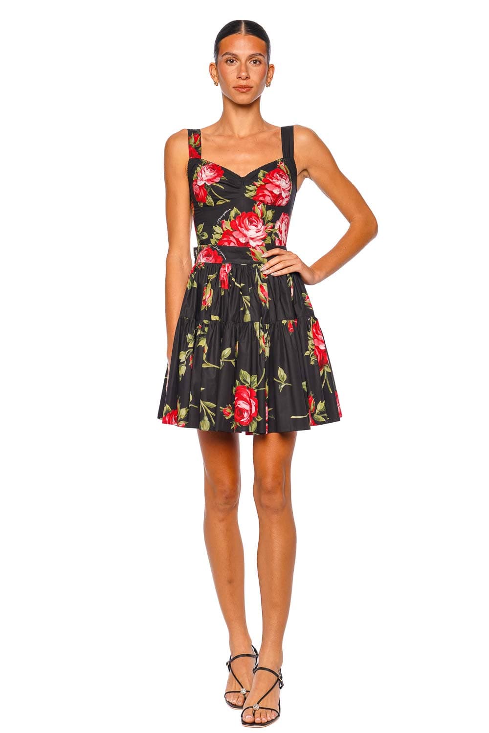 Dolce & Gabbana FLORAL CROP TOP F7BB1T HS5UT HN5ZN BLACK ROSES