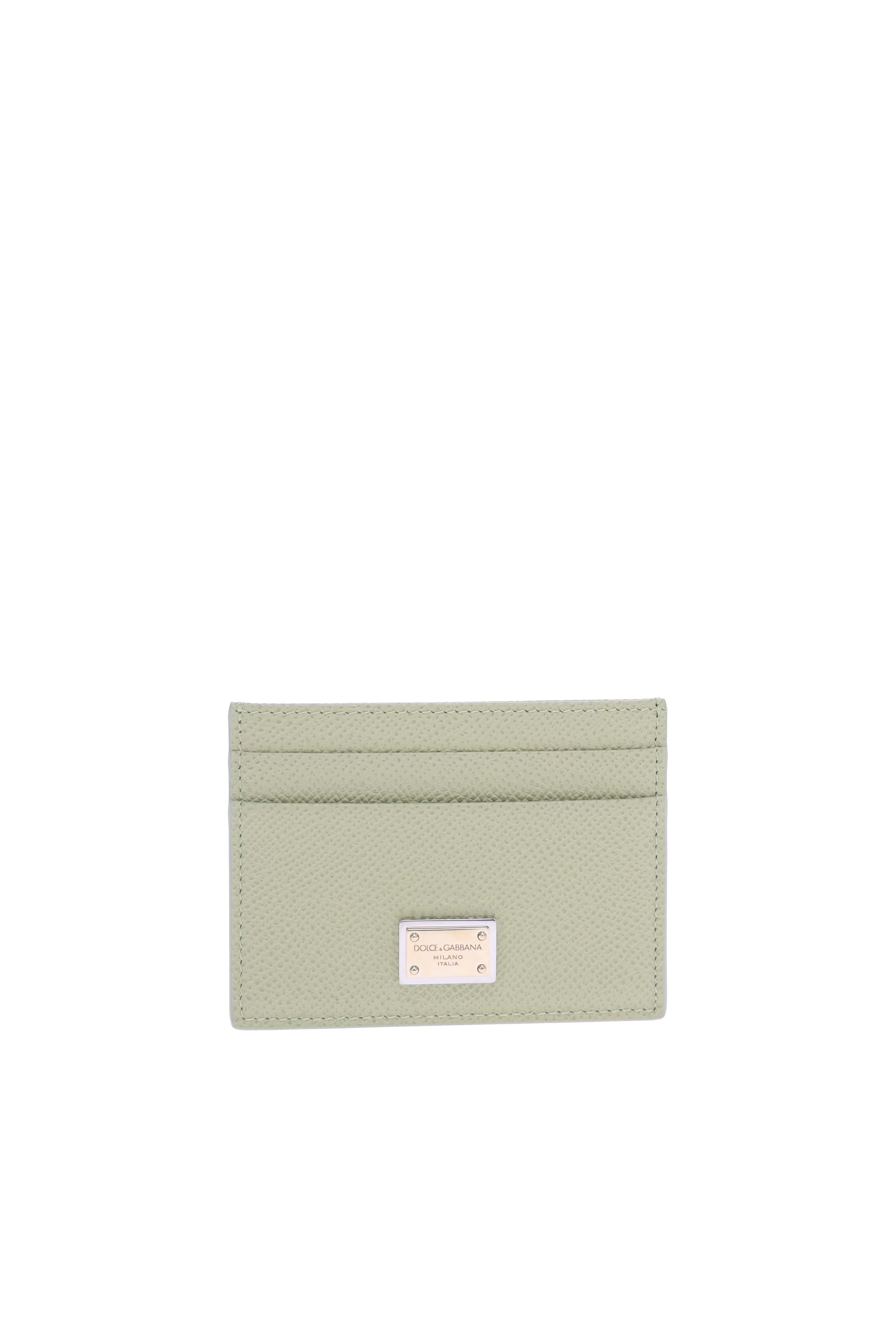 Dolce & Gabbana Sage Green Leather Card Holder