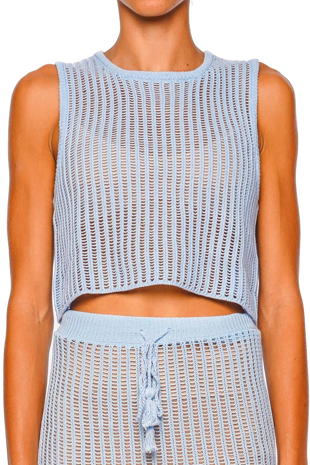 L*Space Sander French Blue Sheer Sleeveless Cover Up Top