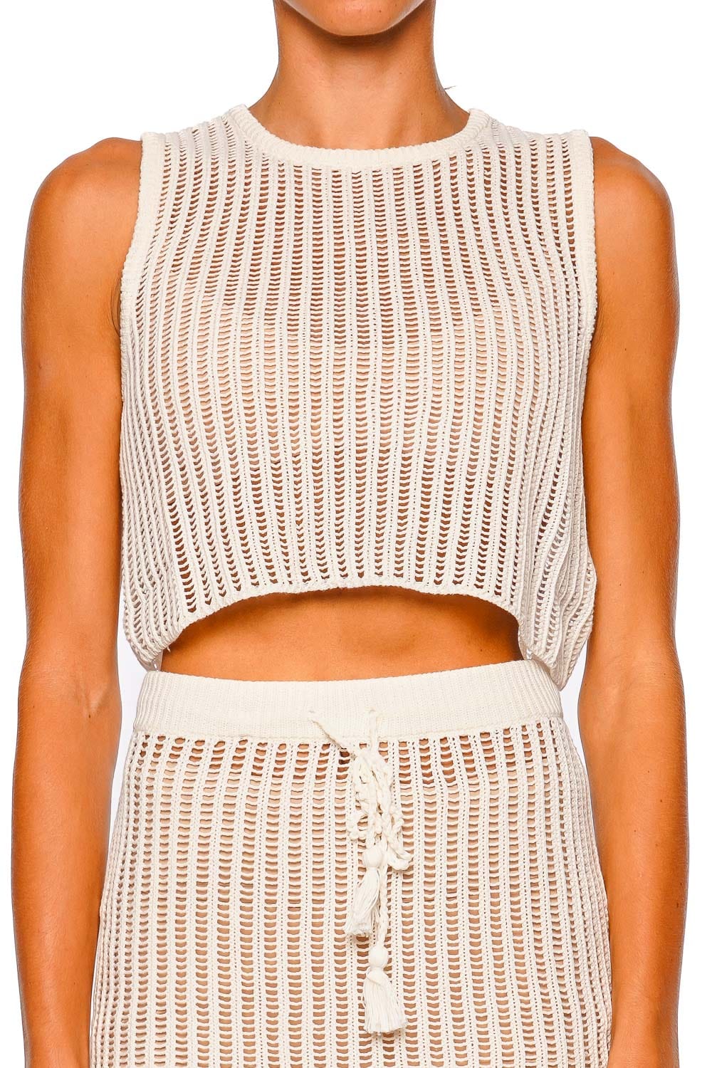 L*Space Sander Cream Sleeveless Cover Up Top