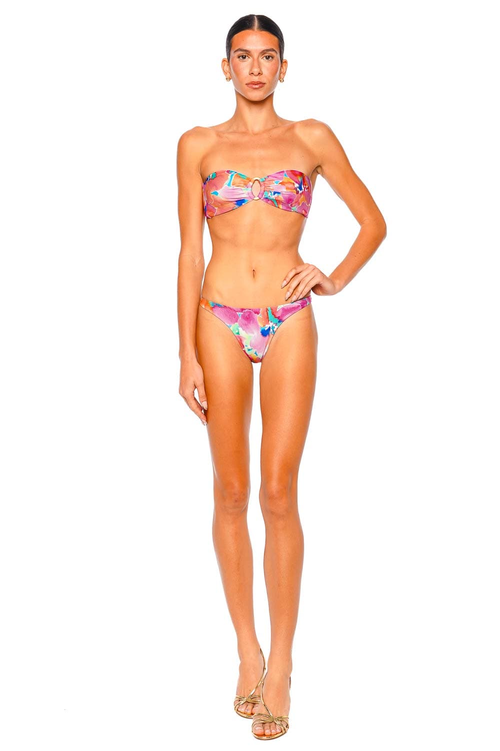 Nala Fuchsia Beaded Strapless Bikini Top