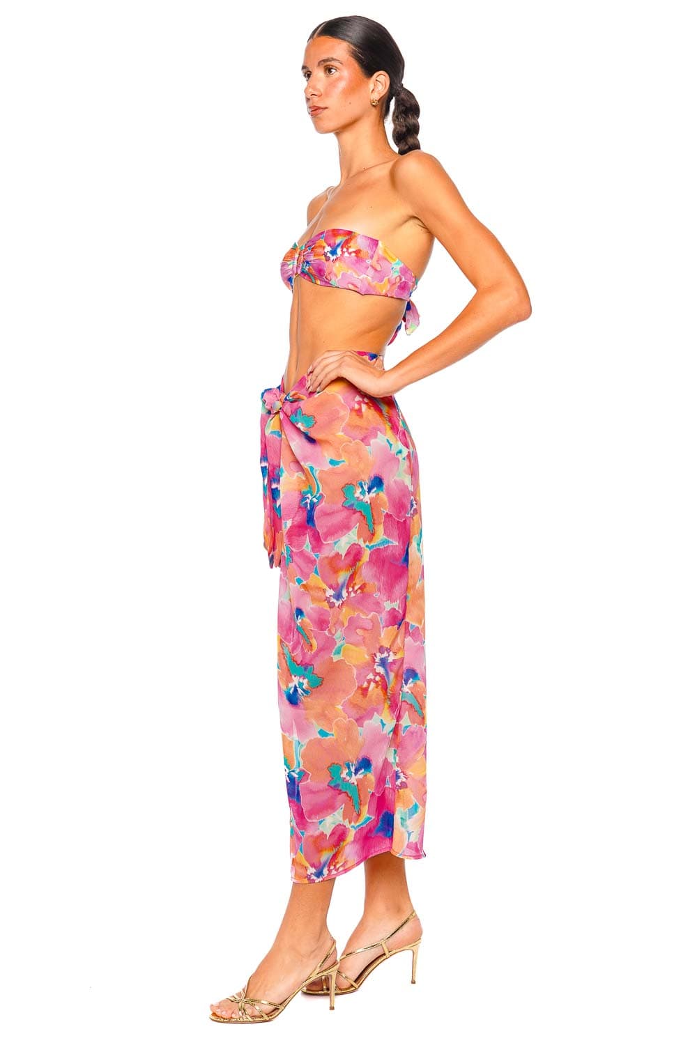 Treasure Hibiscus Applique Knit Maxi Skirt