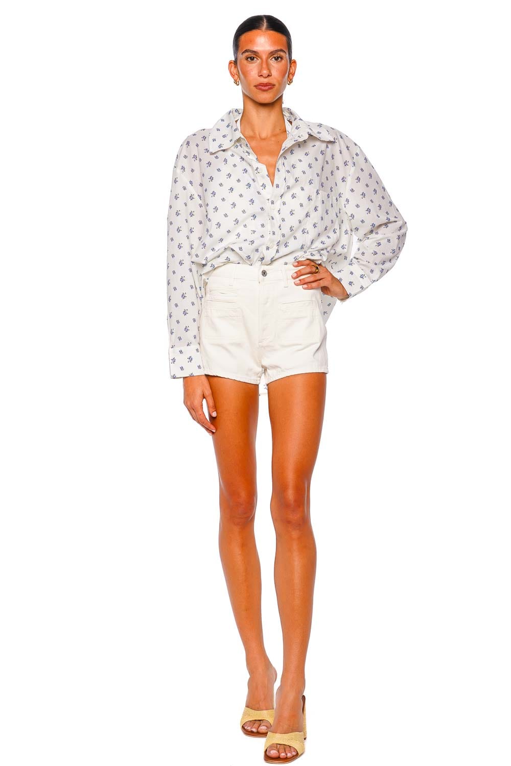 Montce Swim Heidi Boyfriend Floral Long Sleeve Button Down Shirt