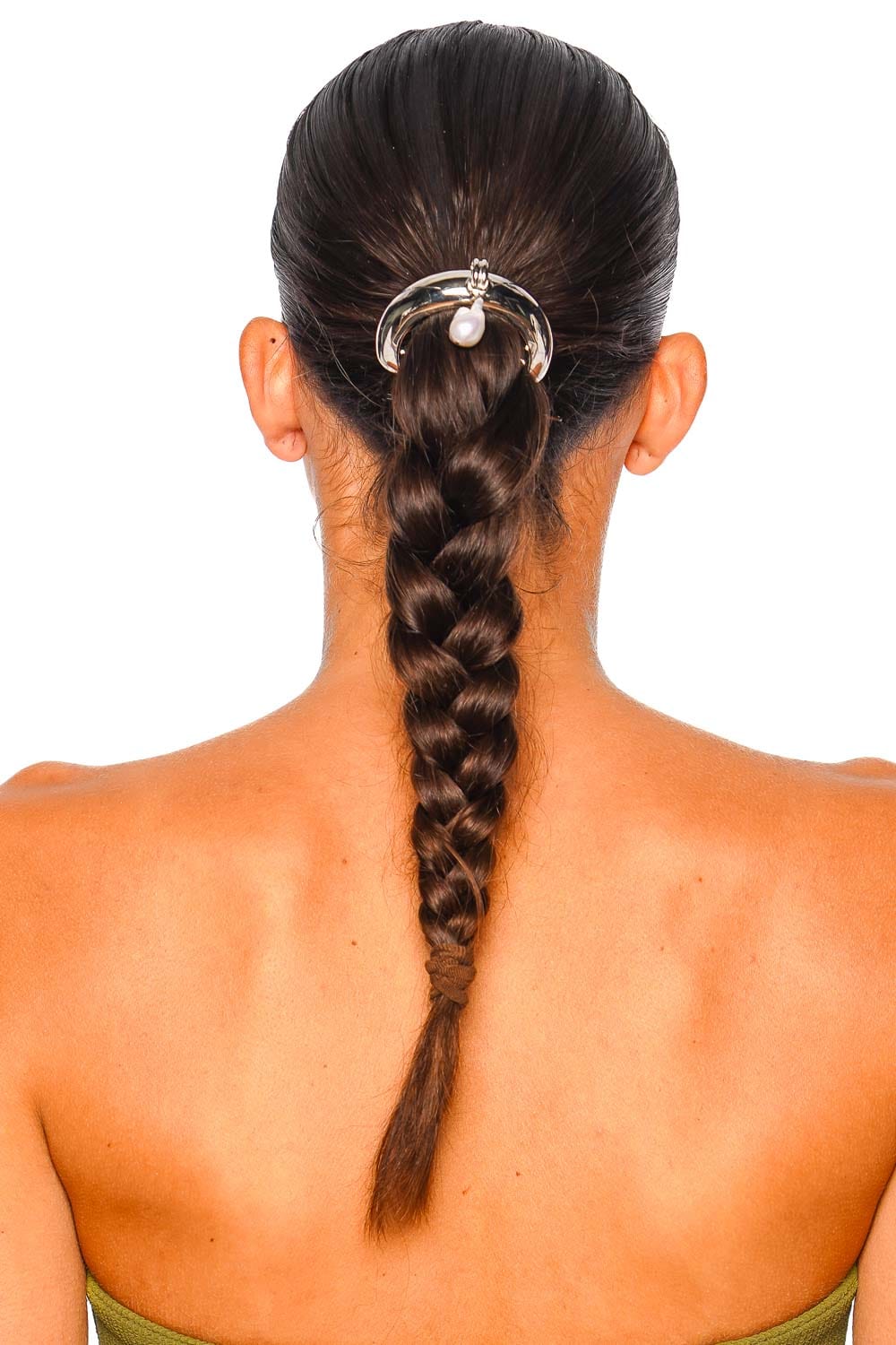 Lelet NY Freshwater Pearl Glossy Arch Pony Cuff in Rhodium