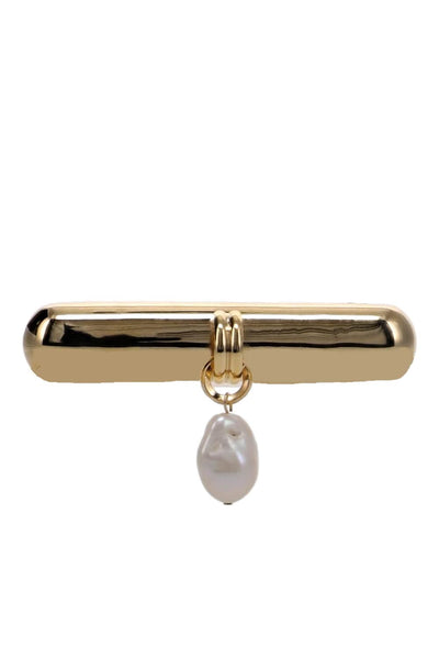 Gold Glossy Freshwater Pearl Bar Barrette