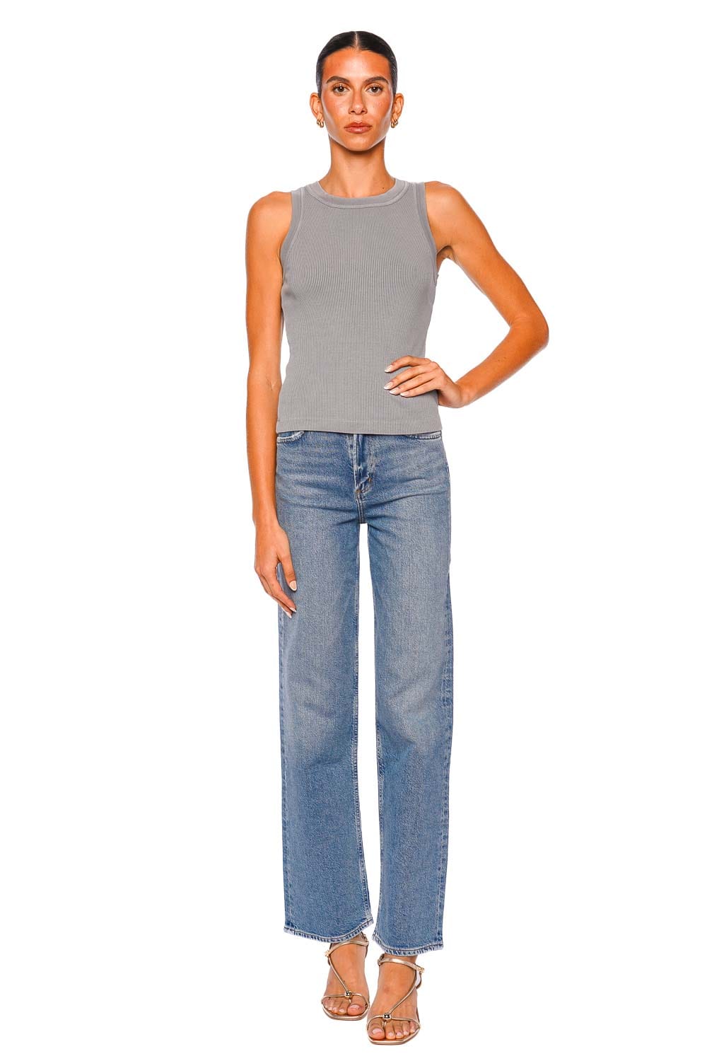 AGOLDE REN 32 High-Waisted Straight-Leg Jeans in Classic Blue