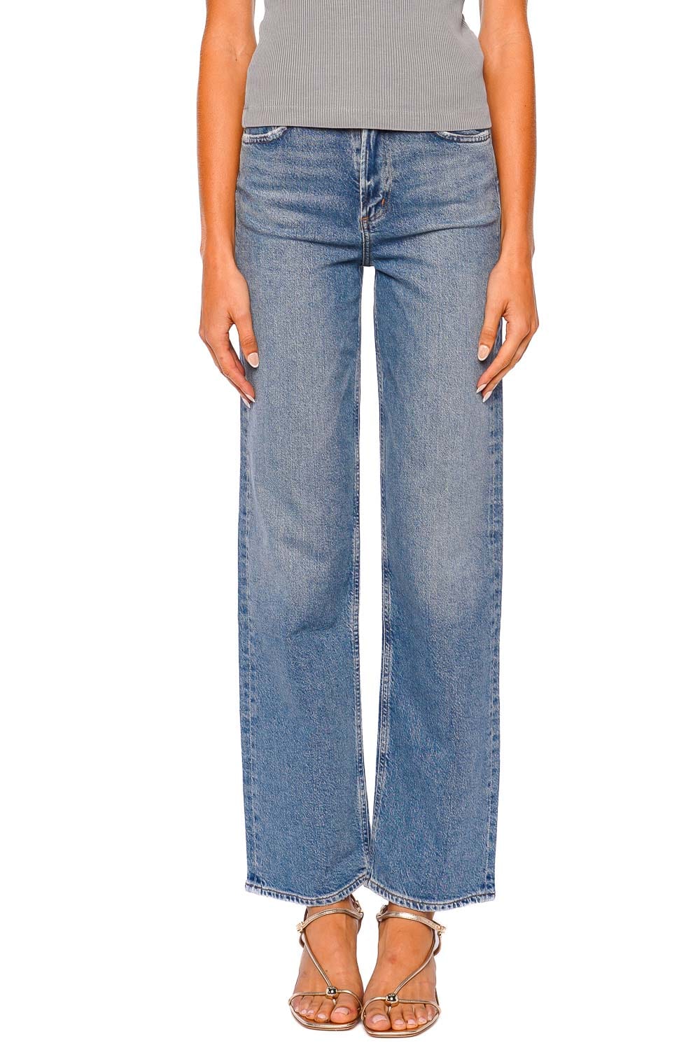 AGOLDE REN 32 High-Waisted Straight-Leg Jeans in Classic Blue