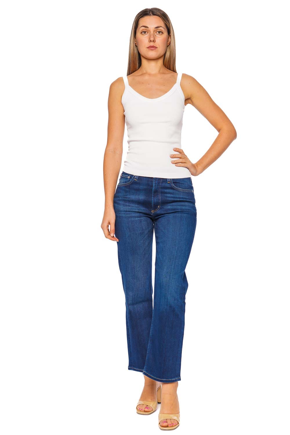 AGOLDE Jordan White Ribbed Tank Top