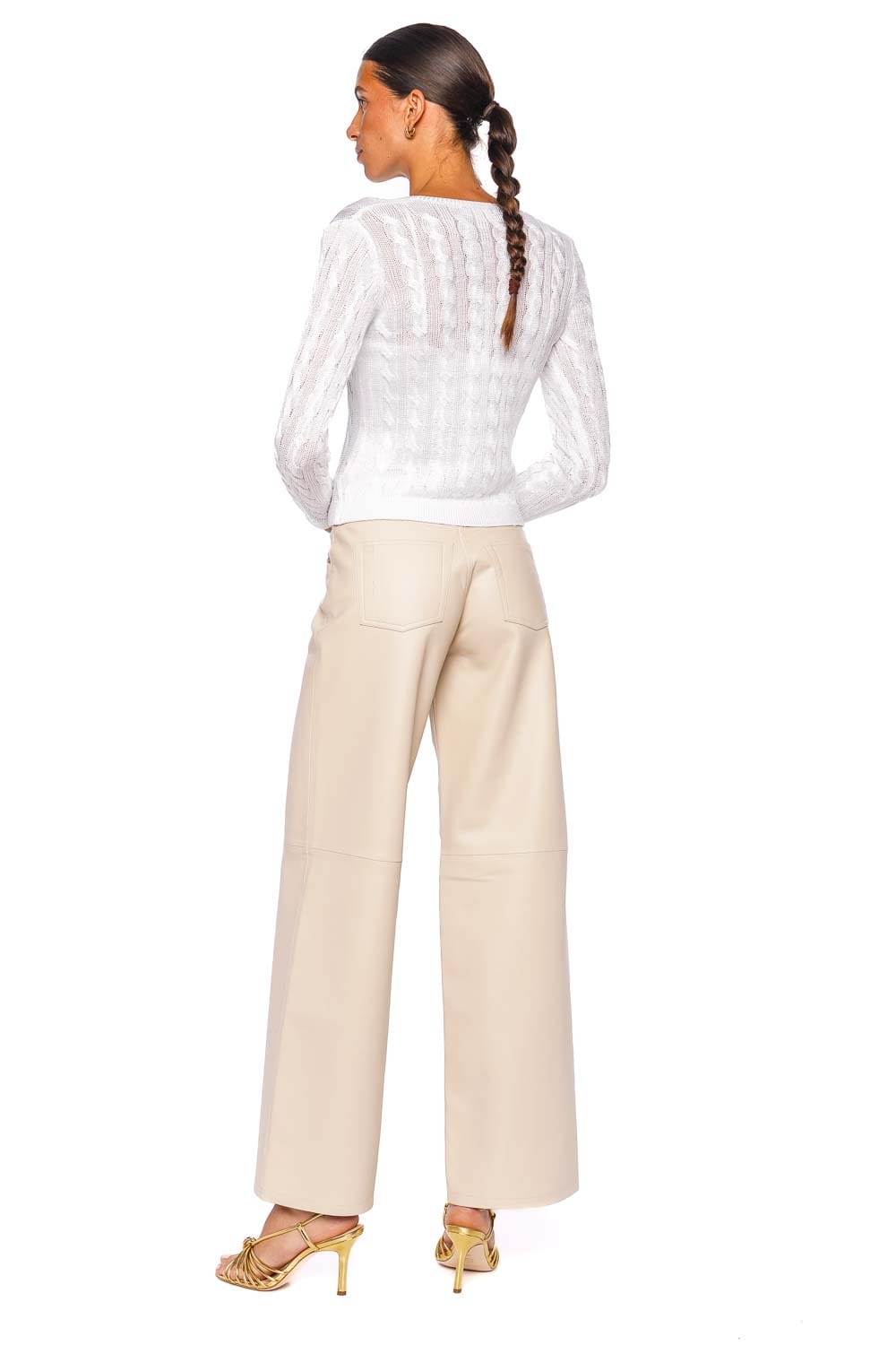 L'AGENCE Preston V Neck Cable Knit Pullover