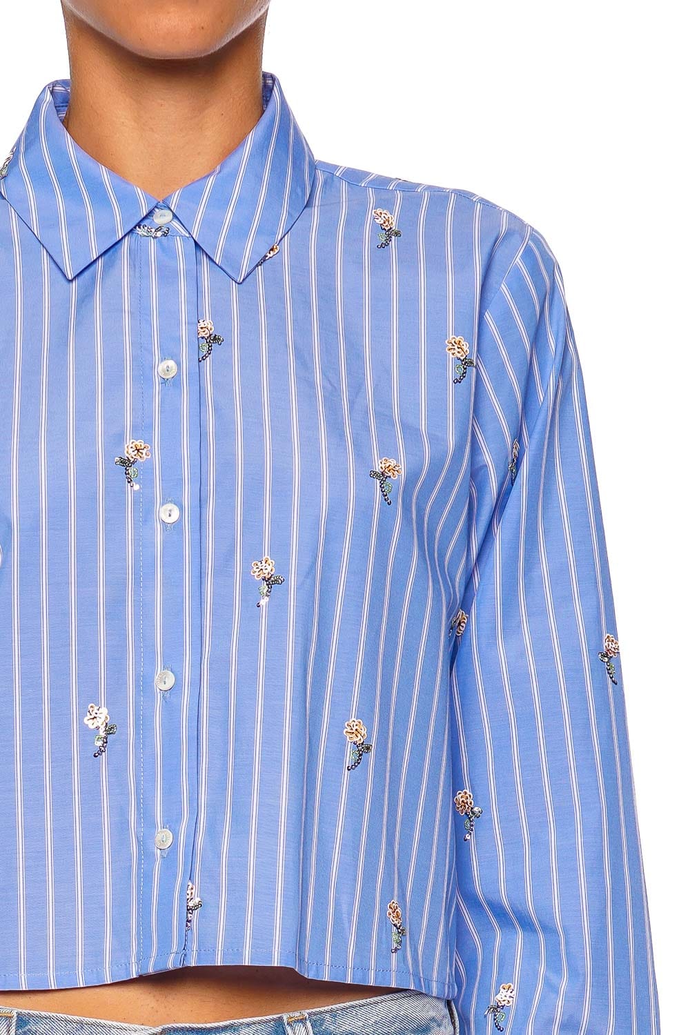 L'AGENCE Cosette Floral Sequined Button Down Shirt