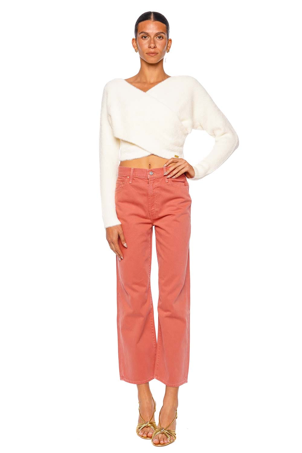 L'AGENCE Antonella Ivory Surplus Knit Long Sleeve Pullover