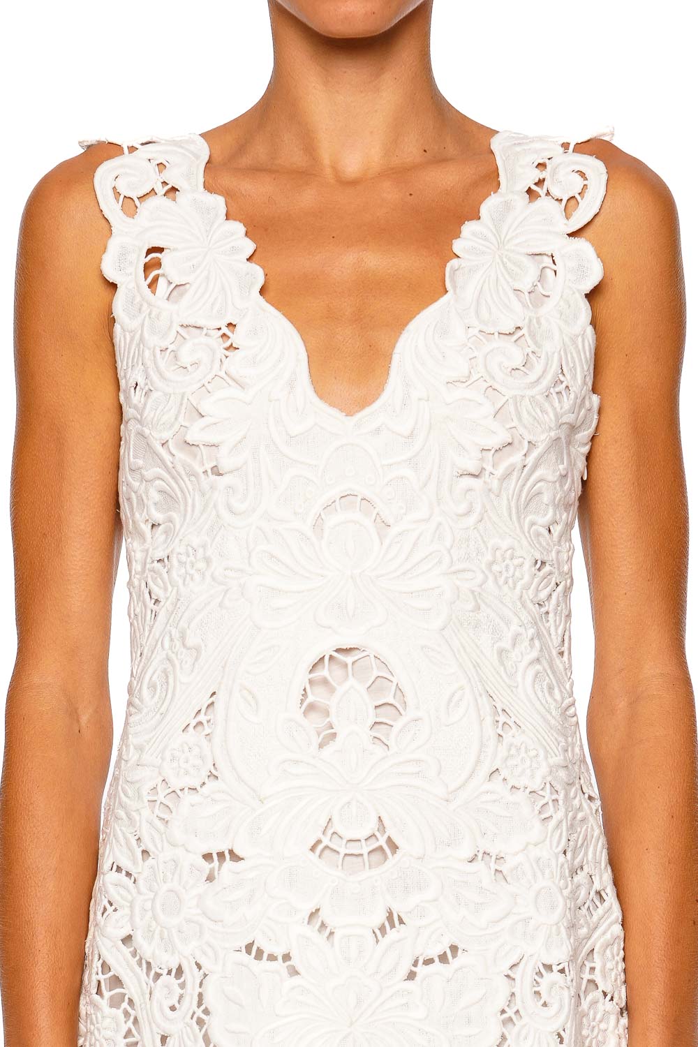 Fira Off White Embroidered Lace Mini Dress