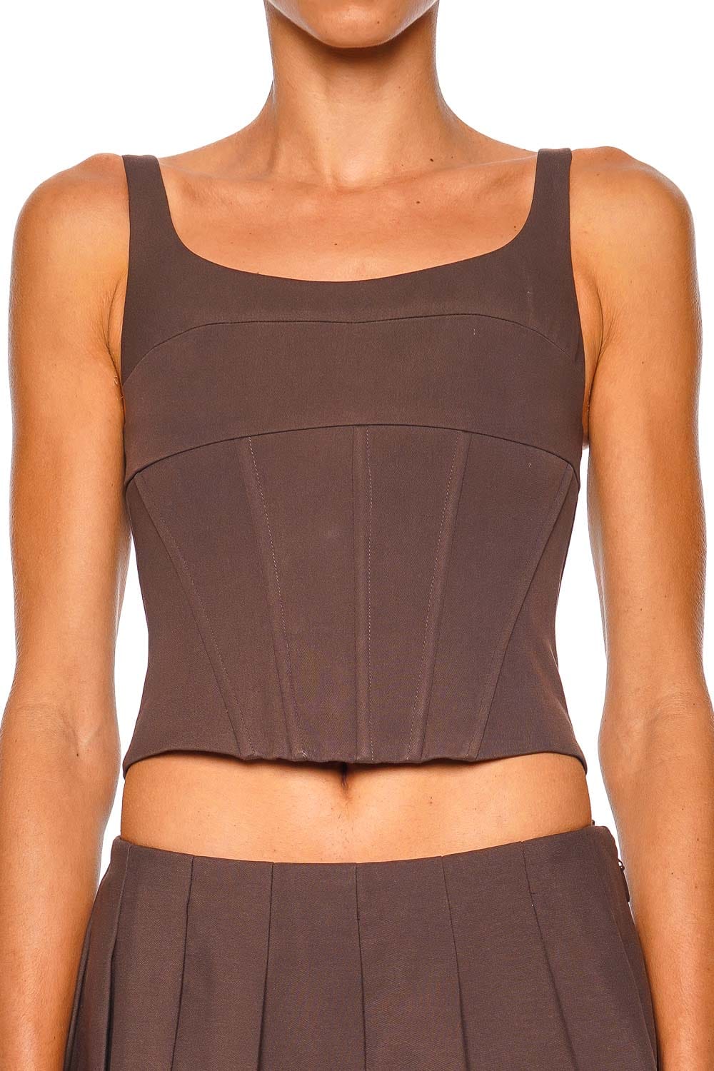 Cult Gaia Olive Luwak Strappy Corset Top