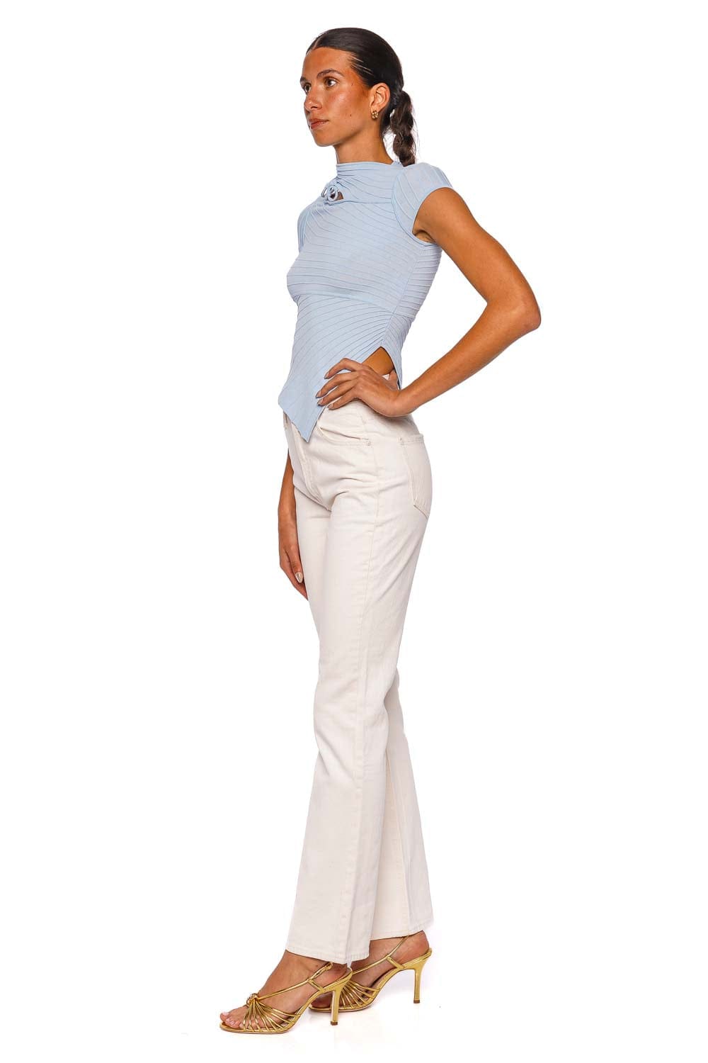 Cult Gaia Nessi Coastal Asymmetric Knit Top