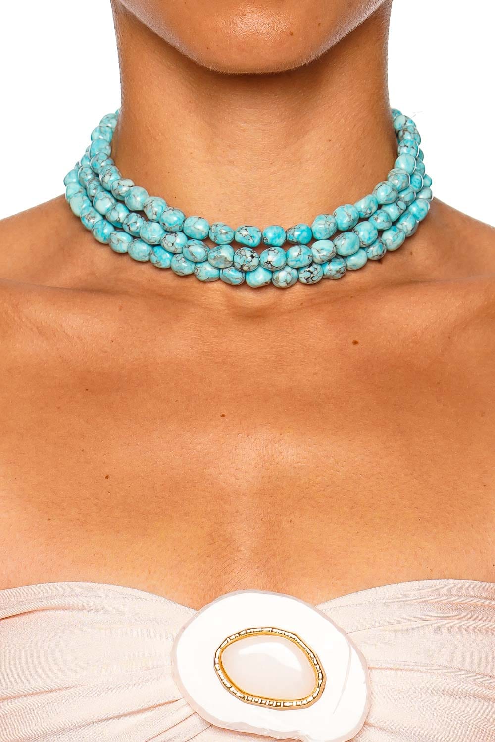 Cult Gaia Nora Ibiza Turquoise Beaded Choker Necklace