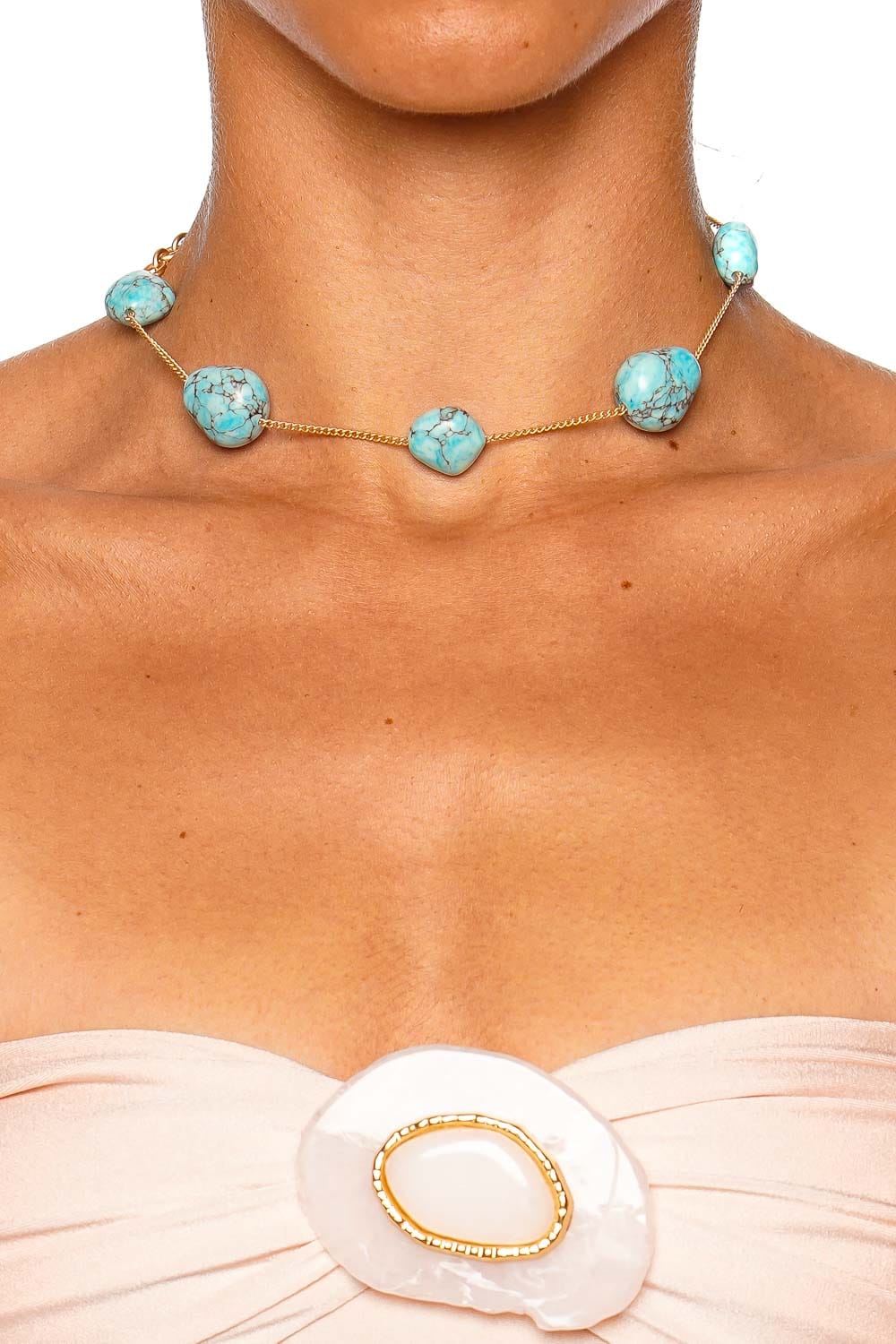 Cult Gaia Ibiza Turquoise Gold Chain Statement Necklace