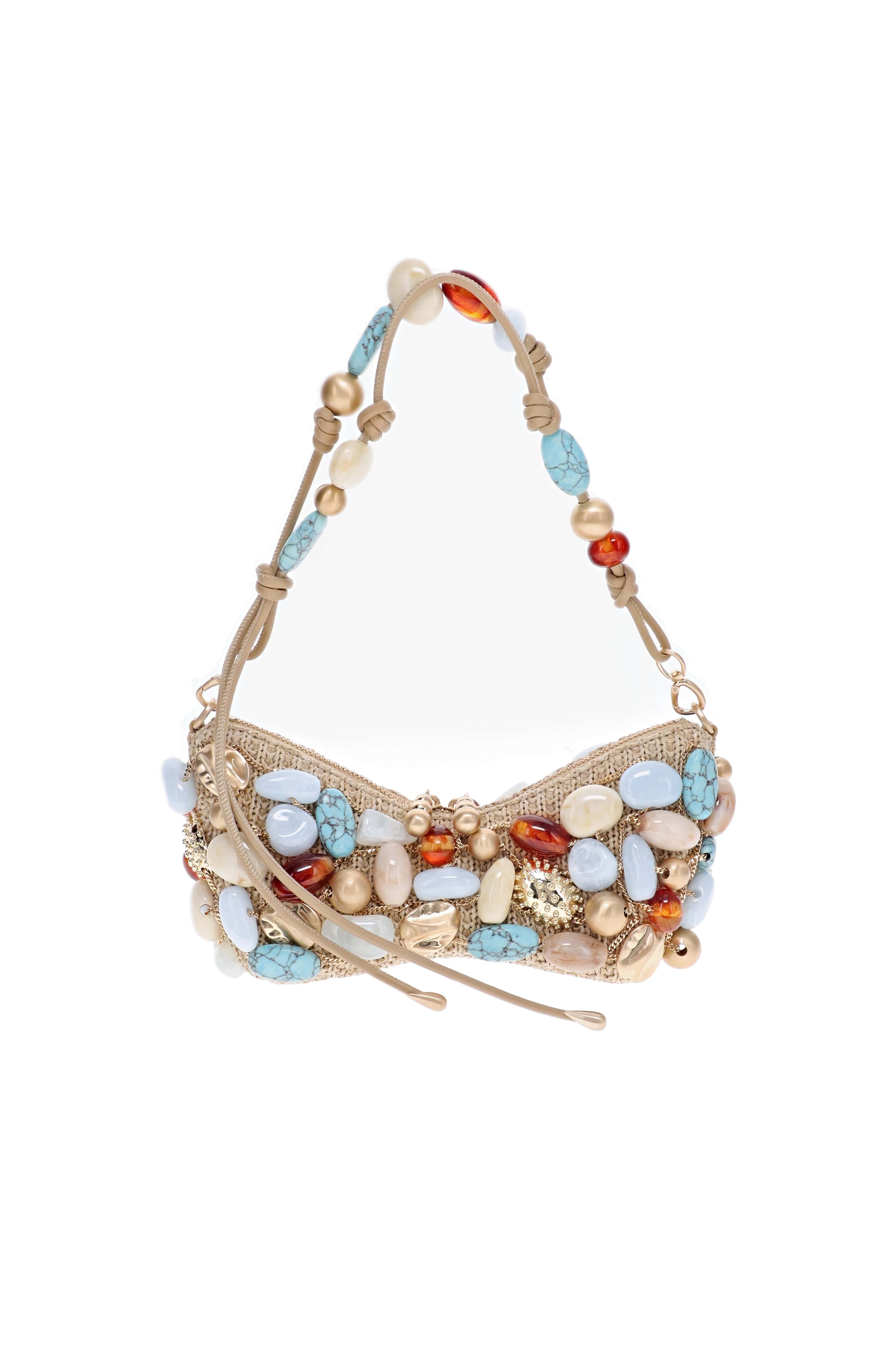 Cult Gaia Ibiza Turquoise Multi Bauble Embellished Clutch Bag