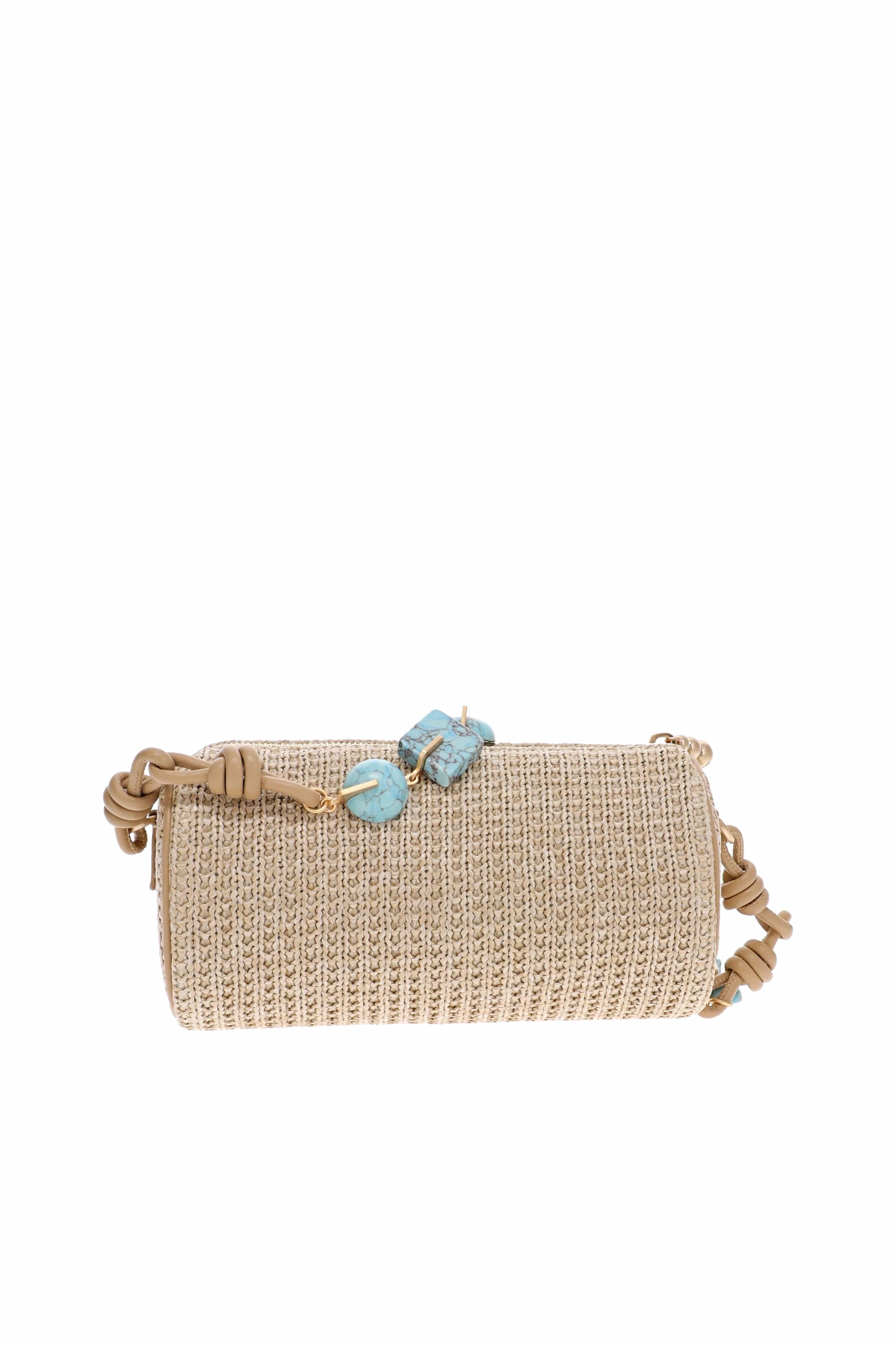 Zozina Ibiza Turquoise Raffia Shoulder Bag