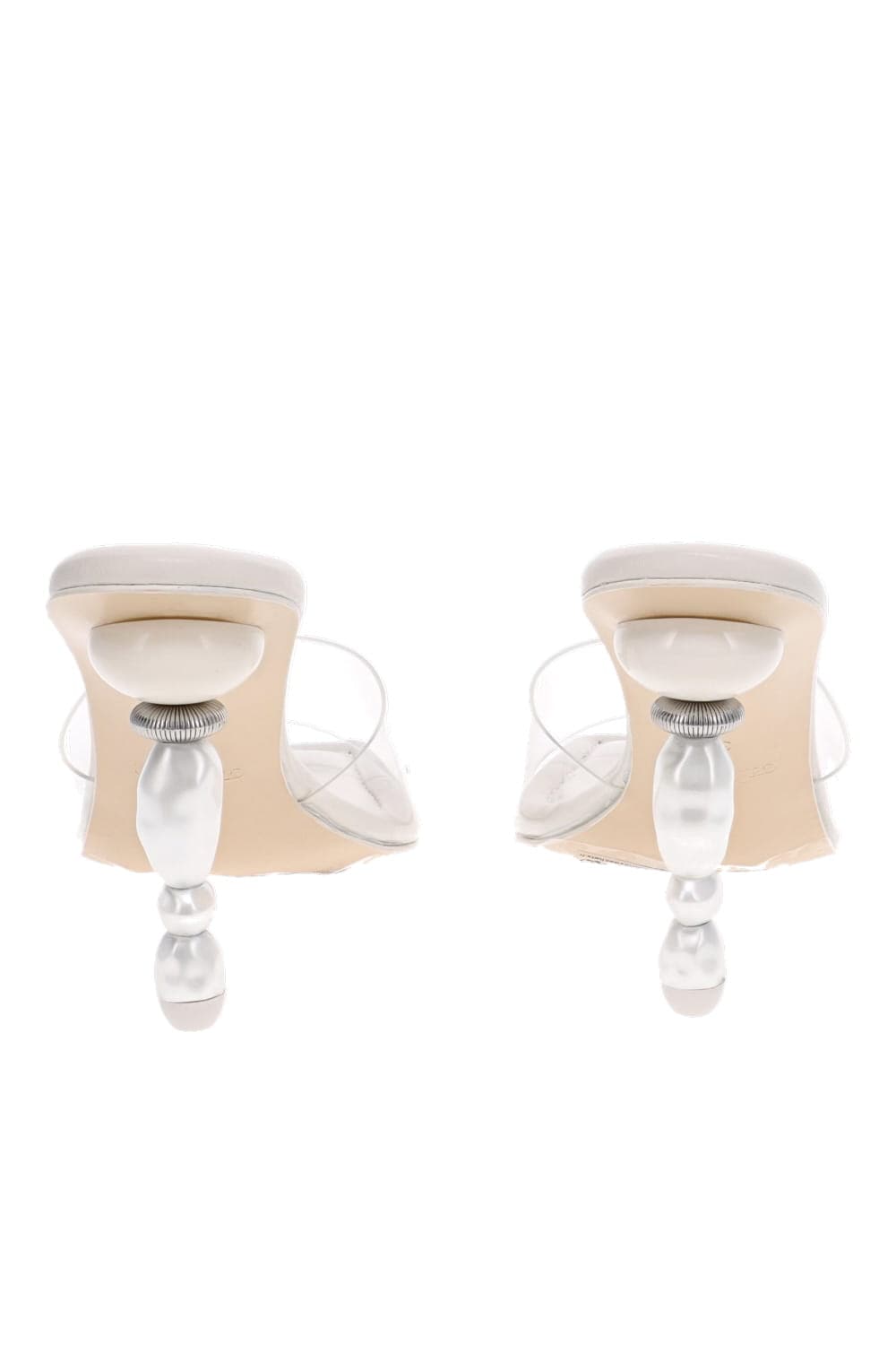 Cult Gaia Mahina Antique White Clear Strap Sculptural Heel Sandals