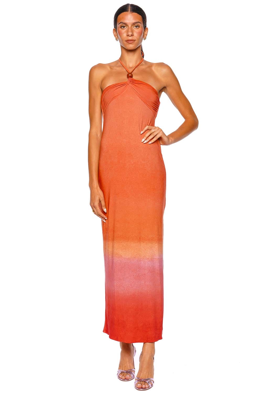 BAOBAB Bari Maxi Dress Orange Halter Maxi Dress