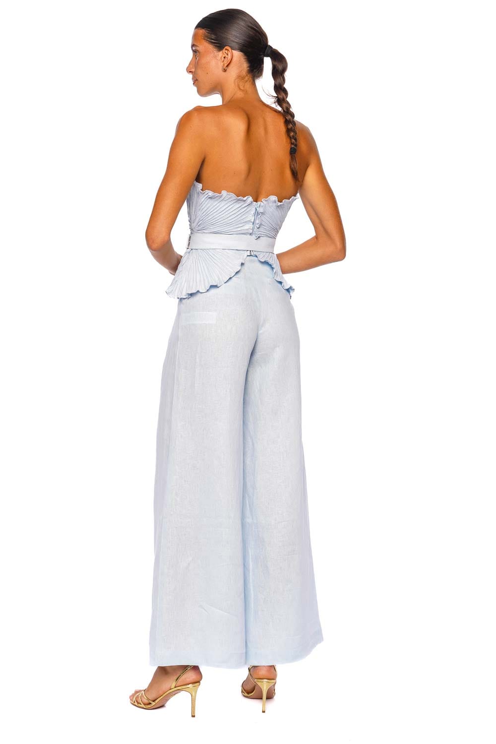 Andres Otalora De Tres Pleated Peplum Strapless Top
