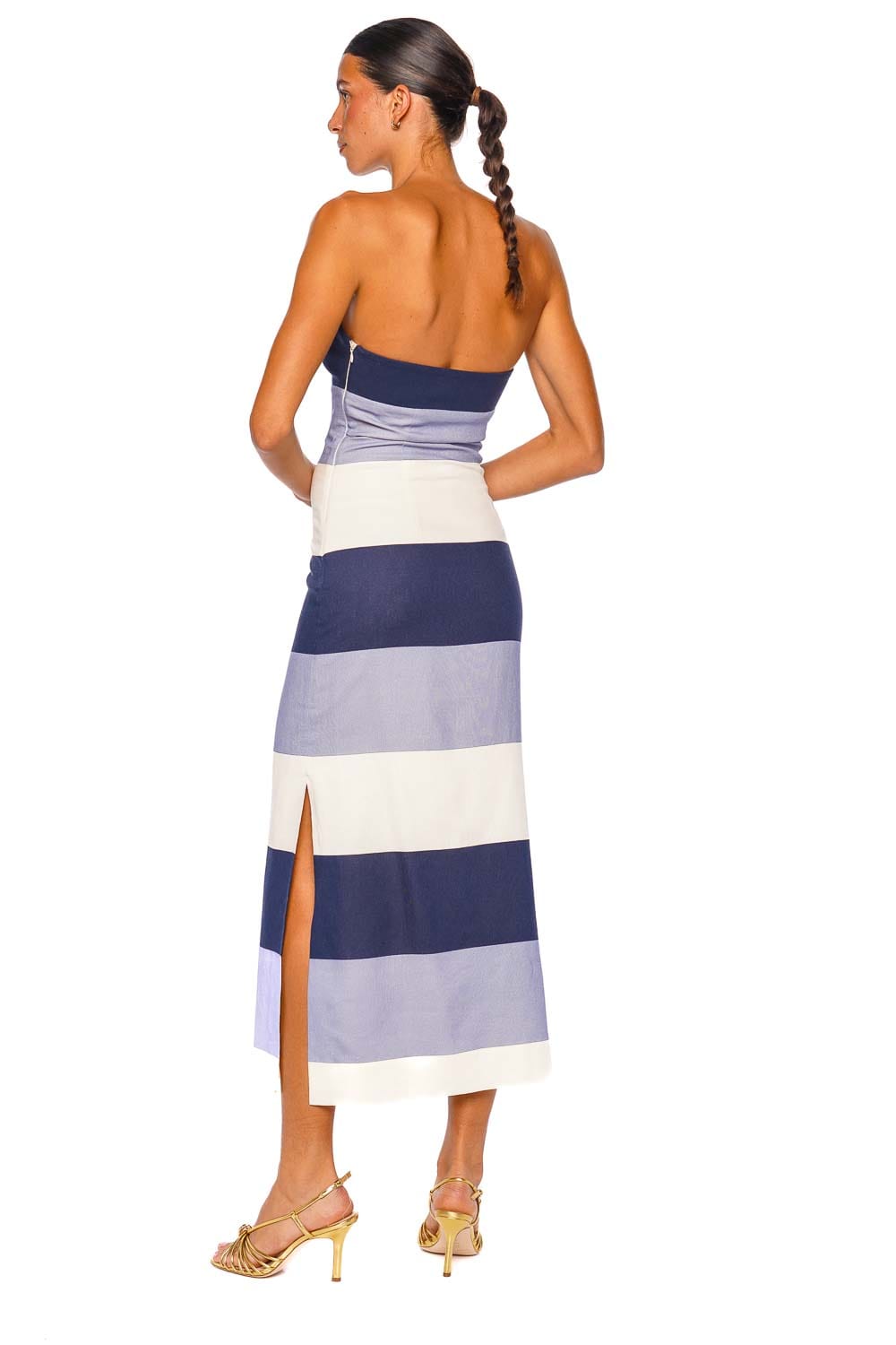 Andres Otalora Sono Veri Strapless Striped Maxi Dress