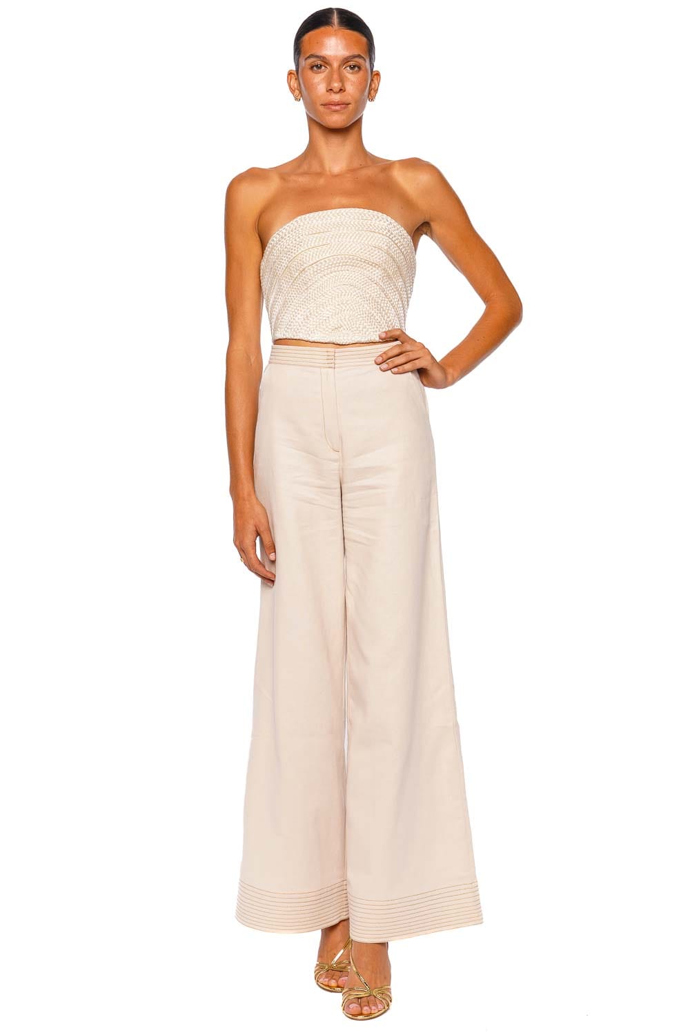 Andres Otalora En Film SS26017 Ivory Wide Leg Pants