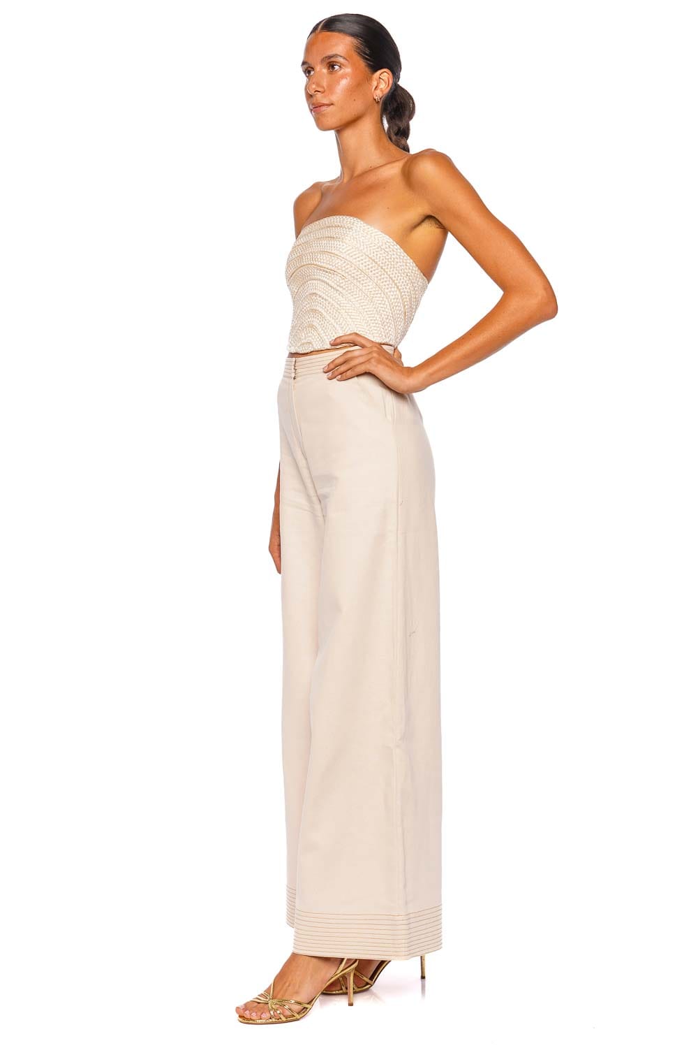 Andres Otalora En Film SS26017 Ivory Wide Leg Pants