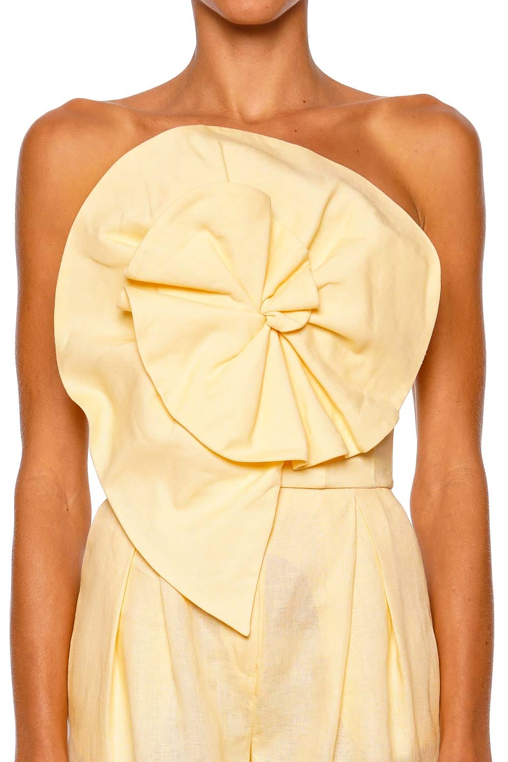 Andres Otalora Ocres Rosette Linen Strapless Top