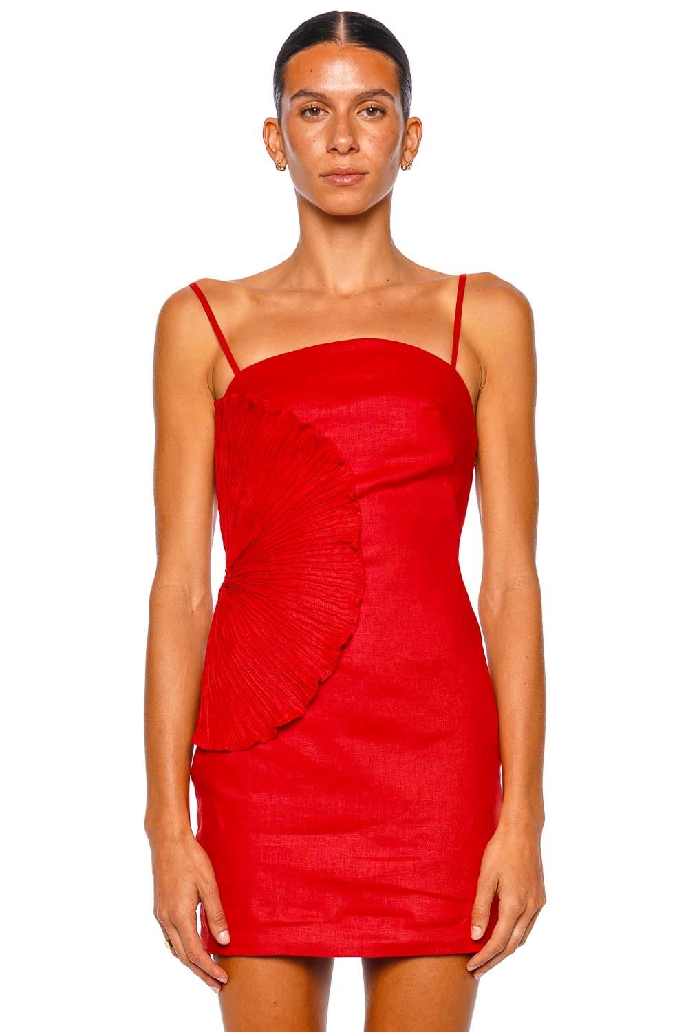 Andres Otalora Respiro Lento Coral Strappy Mini Dress