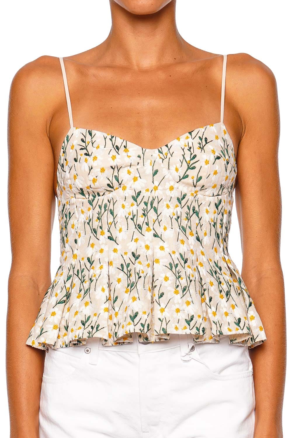 CLEA Leyla Daisy Meadow Floral Strappy Peplum Top