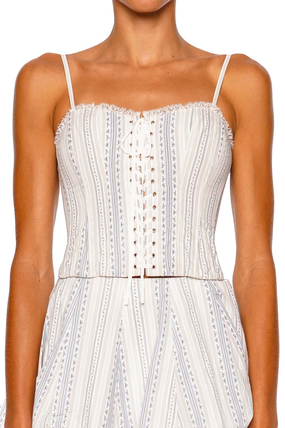 Bensen Cinched Lace Trim Bustier Top