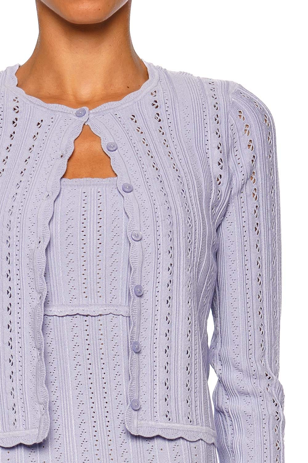 LoveShackFancy Peridot Moonwash Long Sleeve Pointelle Cardigan