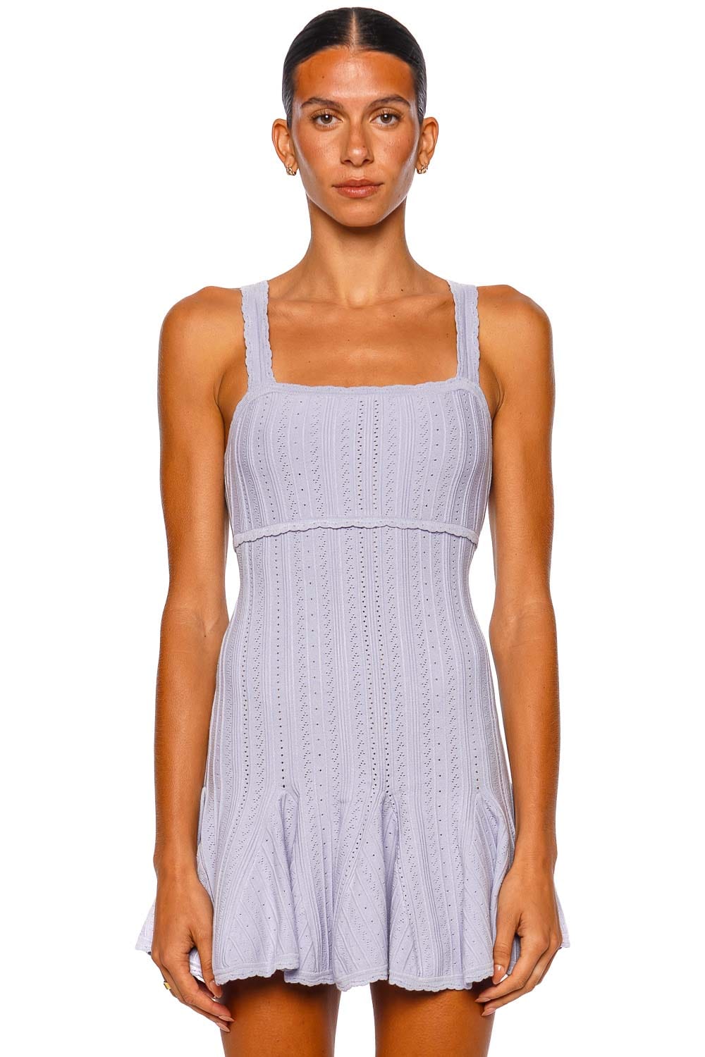 LoveShackFancy Tabatha Moonwash Strappy Knit Mini Dress