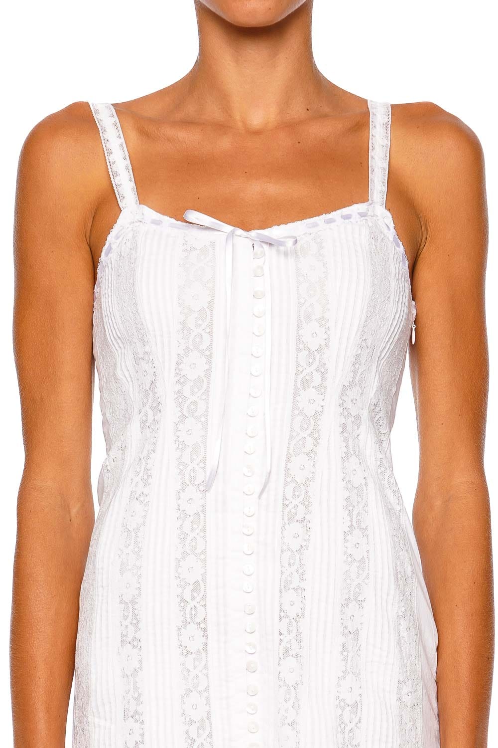 LoveShackFancy Aster White Strappy Mini Dress