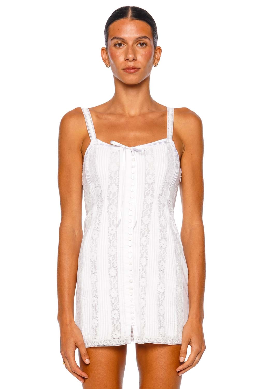 LoveShackFancy Aster White Strappy Mini Dress