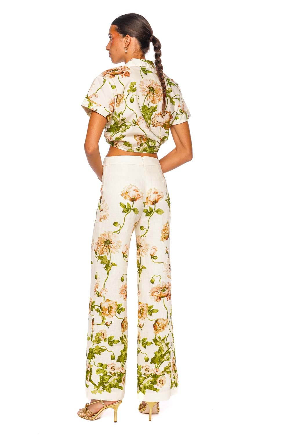 Cara Cara Sunflower Pant Egret Floral Wide Leg Pant