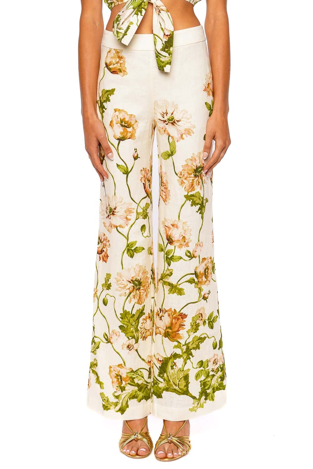 Cara Cara Sunflower Pant Egret Floral Wide Leg Pant