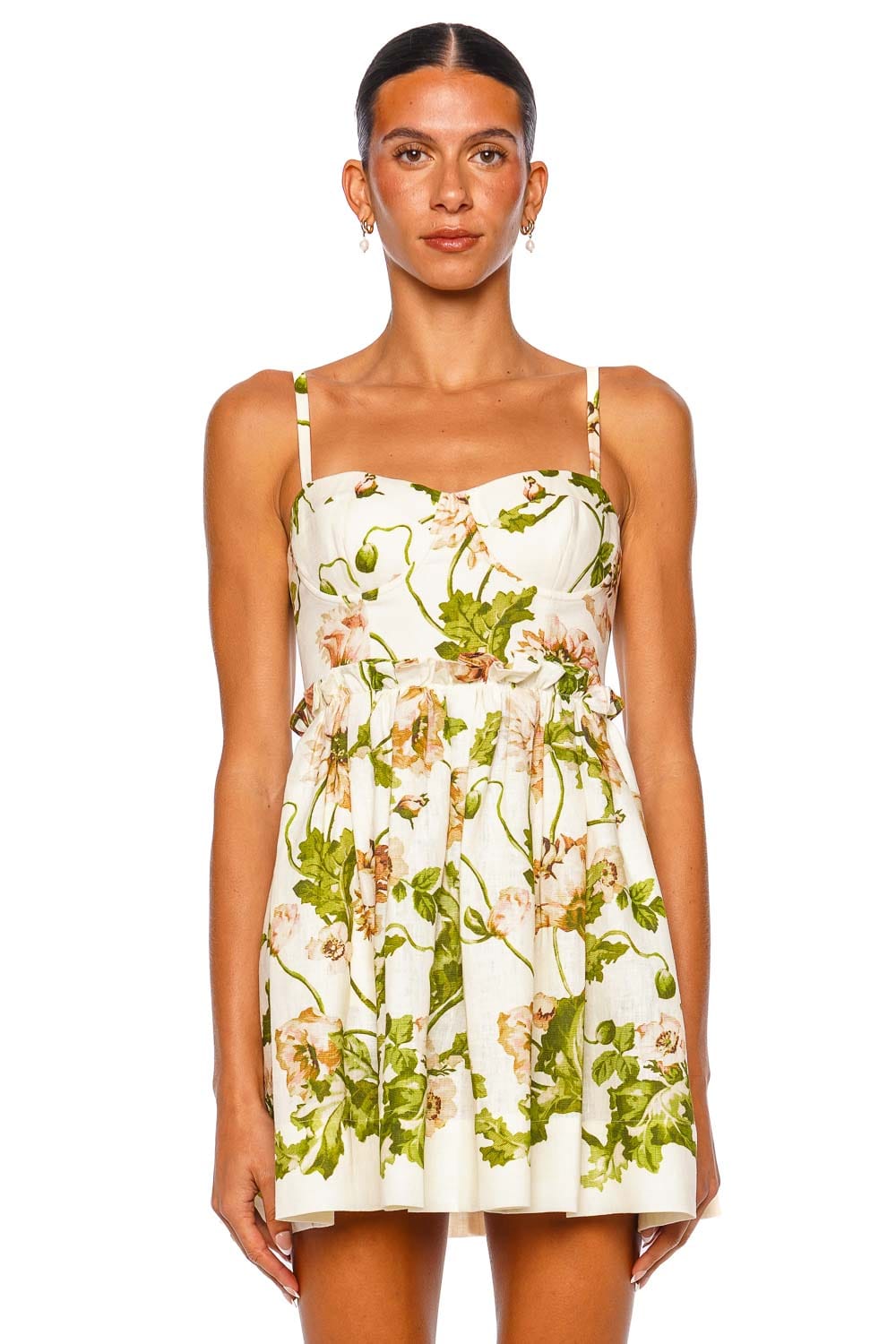 Cara Cara Kori Mini Dress Egret Floral Strappy Fit and Flare Dress